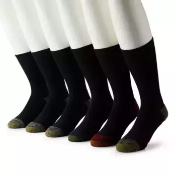 Мужские 6 пар спортивных носков Tec Cushion с усиленной пяткой и носком Goldtoe, черный