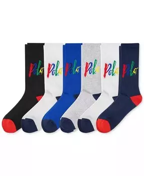 Мужские 6-Пк. Носки Polo Swoosh Crew Polo Ralph Lauren, мультиколор