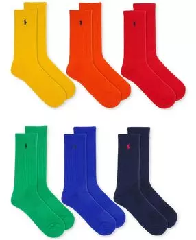 Мужские 6-Пк. Яркие носки Performance Crew Polo Ralph Lauren