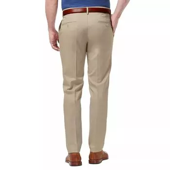 Мужские эластичные брюки с плоской передней частью и гибкой талией Haggar Premium No-Iron цвета хаки