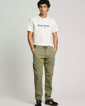 Мужские эластичные хлопковые брюки чинос с регулируемой талией Pepe Jeans, темно-серый