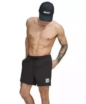 Мужские эластичные шорты с логотипом Core 5 дюймов для волейбола DKNY, черный