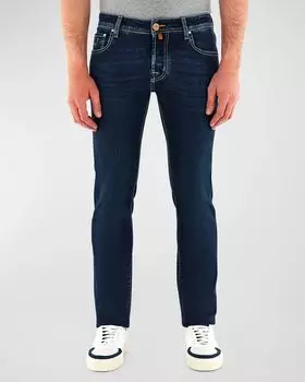 Мужские эластичные темные джинсы Bard Slim Fit Jacob Cohen, цвет Blue Pattern