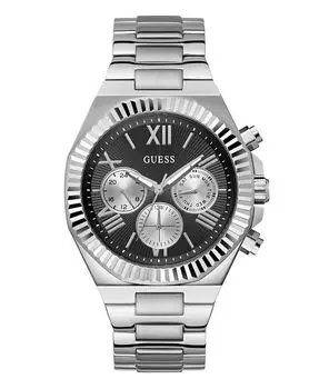 Мужские аналоговые часы из серебристой стали, 44 мм GUESS, серый