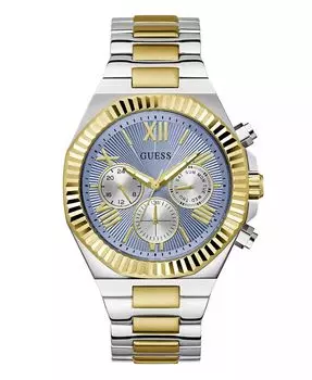 Мужские аналоговые двухцветные часы из 100% стали, 44 мм GUESS, серебро