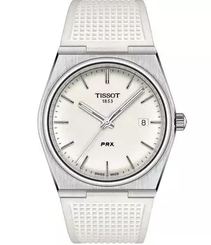 Мужские аналоговые кварцевые часы Tissot Prx с белым ремешком, белый