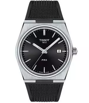 Мужские аналоговые кварцевые часы Tissot Prx с черным ремешком, черный