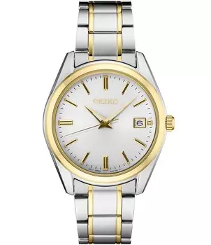 Мужские аналоговые кварцевые двухцветные часы Seiko с браслетом из нержавеющей стали Essential, мультиколор