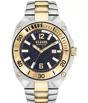 Мужские аналоговые кварцевые двухцветные часы Versus Versace с браслетом из нержавеющей стали, мультиколор
