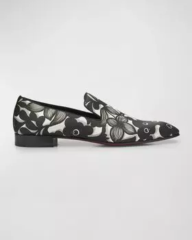Мужские атласные лоферы Dandelion Petunia Grosgrain Christian Louboutin, цвет Black/White