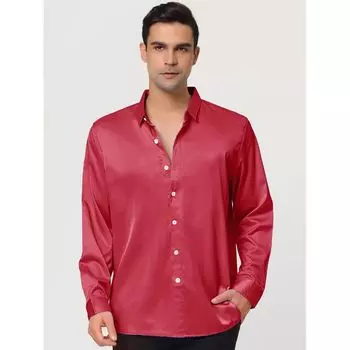 Мужские атласные рубашки для выпускного с длинными рукавами и пуговицами, приталенные официальные рубашки Lars Amadeus