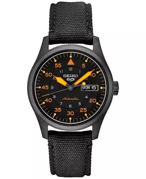 Мужские автоматические часы 5 спортивных черных нейлоновых ремешков 39 мм Seiko