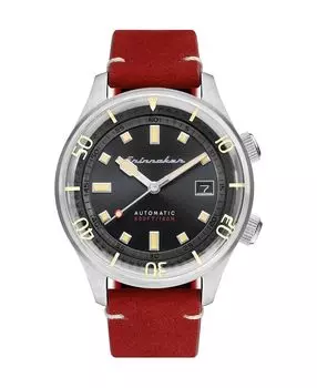 Мужские автоматические часы Bradner с красным ремешком из натуральной кожи, 42 мм Spinnaker