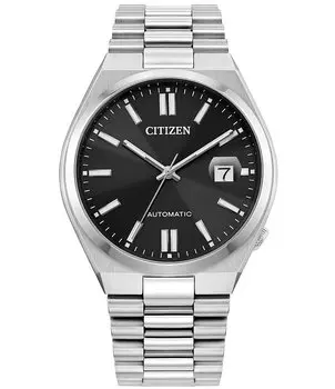 Мужские автоматические часы Citizen с водонепроницаемым браслетом 50 из нержавеющей стали, серебро