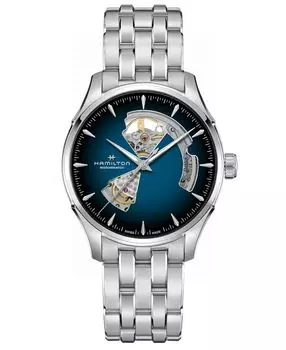 Мужские автоматические часы Jazzmaster с открытым сердцем дымчато-синего цвета с браслетом из нержавеющей стали, 40 мм Hamilton