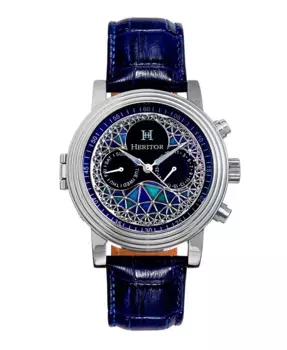 Мужские автоматические часы Legacy с кожаным ремешком и индикацией дня/даты Heritor, мультиколор