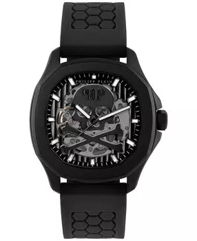 Мужские автоматические часы Skeleton Spectre с черным силиконовым ремешком, 42 мм Philipp Plein