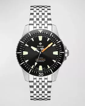 Мужские автоматические часы Super Sea Wolf Pro-Diver из нержавеющей стали ZODIAC, цвет Silver