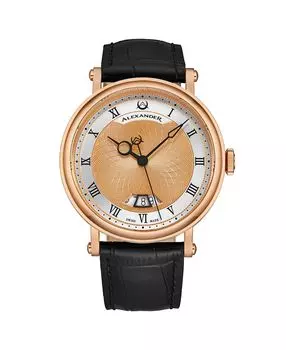 Мужские автоматические часы Triumph, черная кожа, двухцветный циферблат, круглые часы 49 мм Alexander