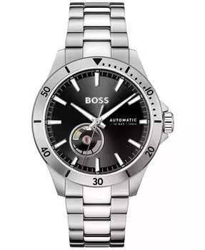 Мужские автоматические часы Troper Mech-Automatic из нержавеющей стали, 43 мм Hugo Boss, серебро