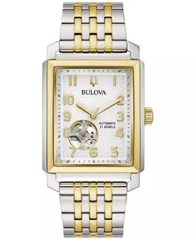 Мужские автоматические классические часы Sutton с двухцветным браслетом из нержавеющей стали, 33 мм Bulova
