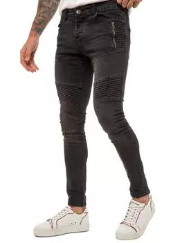 Мужские байкерские джинсы скинни стрейч Enzo, черный