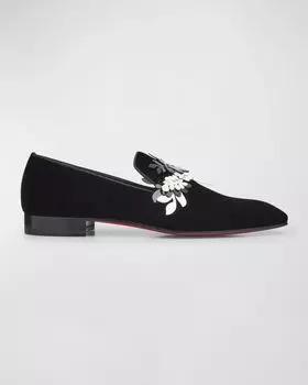 Мужские бархатные лоферы Dandelion Petunia Christian Louboutin, цвет Black