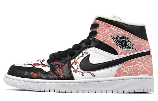 Кроссовки Air JORDAN 1 Vintage Basketball Shoes Men Mid-Top Black Pink