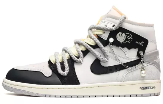 Кроссовки Air Jordan 1 Vintage Basketball Shoes Men Mid-Top Black White Gray
