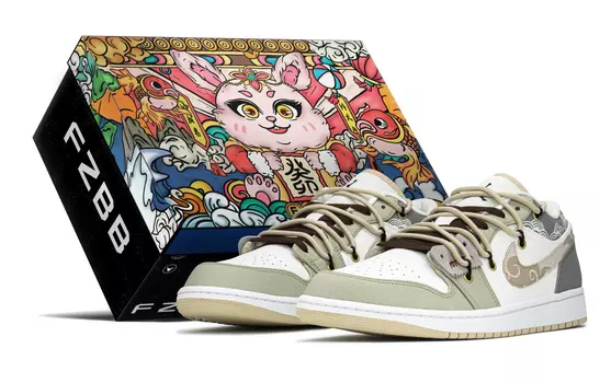 Кроссовки Air JORDAN 1 Vintage Basketball Shoes Men Low-Top Brown Green
