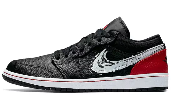 Кроссовки Jordan 1 Low Brushstroke Swoosh Black