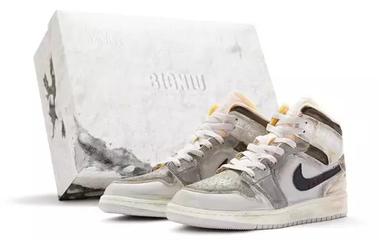 Кроссовки Air Jordan 1 Vintage Basketball Shoes Men Mid-Top White/grey/brown