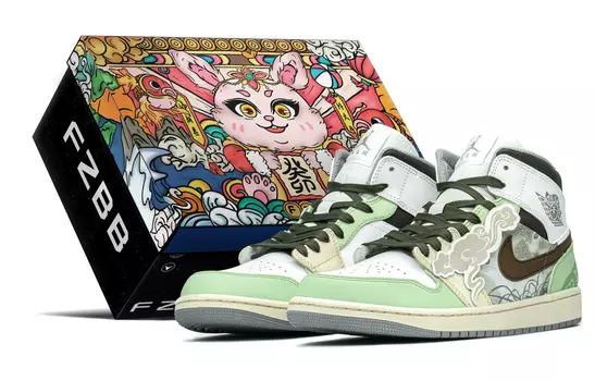 Кроссовки Air Jordan 1 Vintage Basketball Shoes Men Mid-Top White/Green