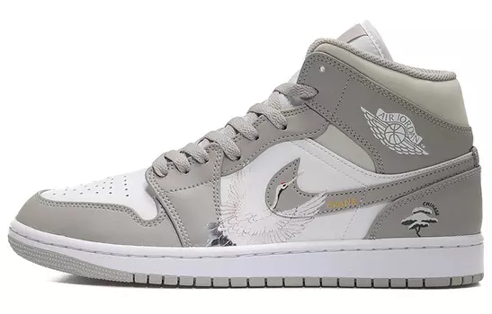 Кроссовки Air JORDAN 1 Vintage Basketball Shoes Men High-Top Gray White