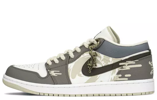 Кроссовки Air Jordan 1 Vintage Basketball Shoes Men Low-Top Khaki/Gray