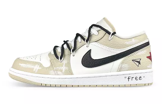 Кроссовки Air JORDAN 1 Vintage Basketball Shoes Men Low-Top White Yellow