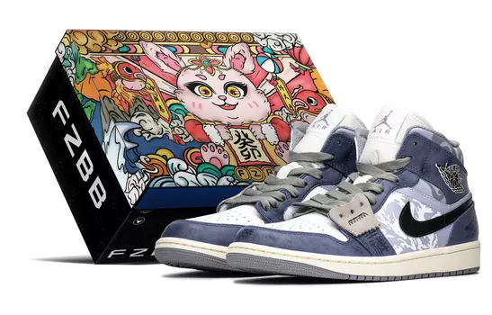 Кроссовки Air JORDAN 1 Vintage Basketball Shoes Men High-Top Blue Gray