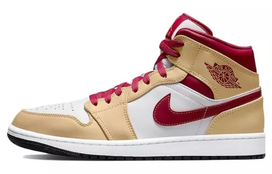 Кроссовки JORDAN 1 Mid Light Curry Cardinal