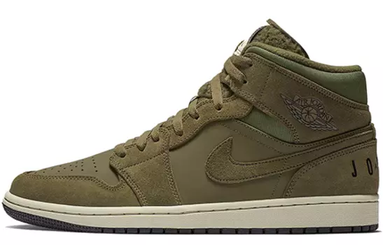 Кроссовки Jordan 1 Mid Olive Canvas 2018