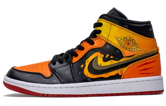 Кроссовки Air JORDAN 1 Vintage Basketball Shoes Men Mid-Top Black Orange