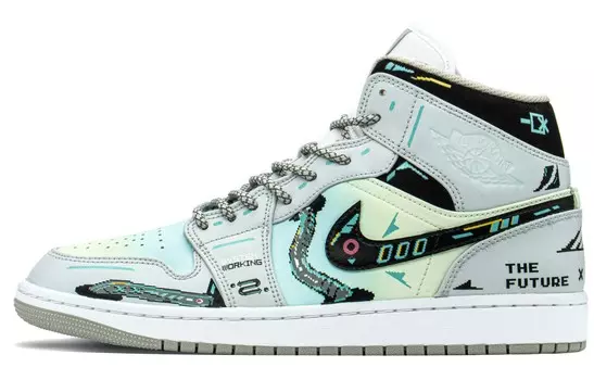 Кроссовки Air JORDAN 1 Vintage Basketball Shoes Men Mid-Top Green/Gray White