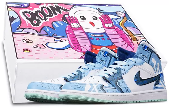 Кроссовки Air JORDAN 1 Vintage Basketball Shoes Men Mid-Top Blue White