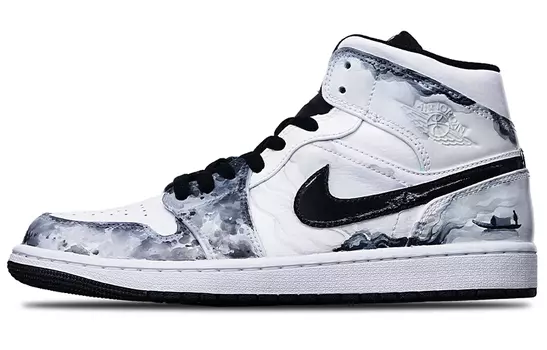Кроссовки Air JORDAN 1 Vintage Basketball Shoes Men Mid-Top Black White Gray