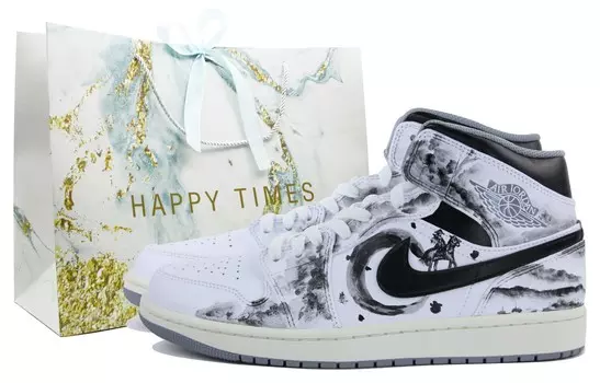 Кроссовки Air JORDAN 1 Vintage Basketball Shoes Men Mid-Top Black White