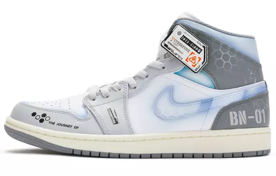 Кроссовки Air Jordan 1 Vintage Basketball Shoes Men Mid-Top Gray Blue