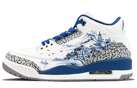 Кроссовки Air JORDAN 3 Vintage Basketball Shoes Men Low-Top Gray Blue