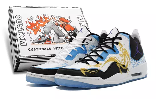 Кроссовки JORDAN Courtside 23 Vintage Basketball Shoes Men Low-Top White, Black, Blue/Gold