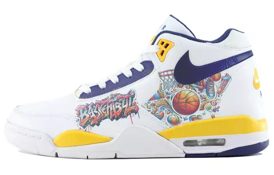 Мужские баскетбольные кроссовки Nike Flight Legacy Vintage, White, purple and yellow