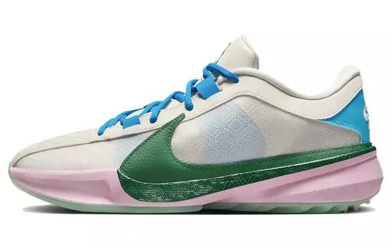 Мужские баскетбольные кроссовки Nike Freak 5, Light Orewood Brown/Medium Soft Pink/Blue Lightning/Emerald Rise