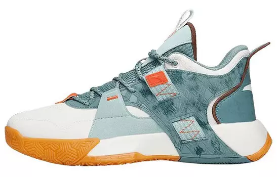 Мужские баскетбольные кроссовки Speedy Vintage Mid Top цвета слоновой кости, белого/серо-зеленого/зеленого цвета оксфорда Anta